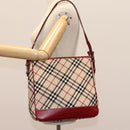 BURBERRY Nova Check Blue Label Shoulder Bag Canvas Beige Auth BD954-22