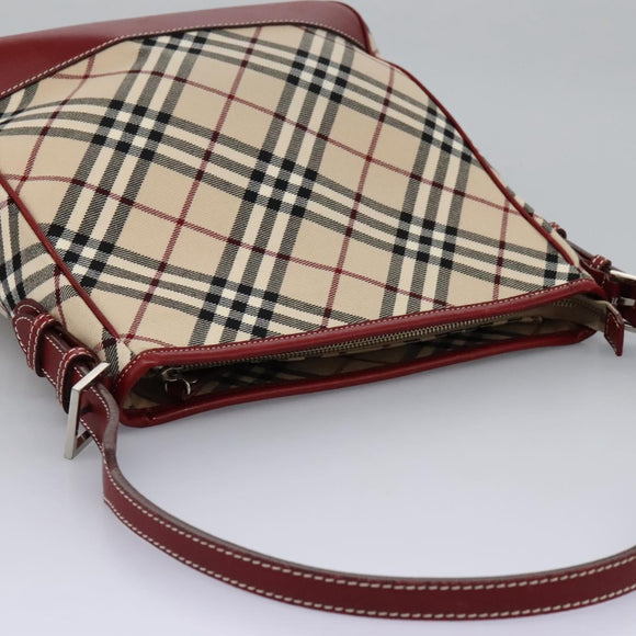 BURBERRY Nova Check Blue Label Shoulder Bag Canvas Beige Auth BD954