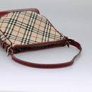 BURBERRY Nova Check Blue Label Shoulder Bag Canvas Beige Auth BD954-7