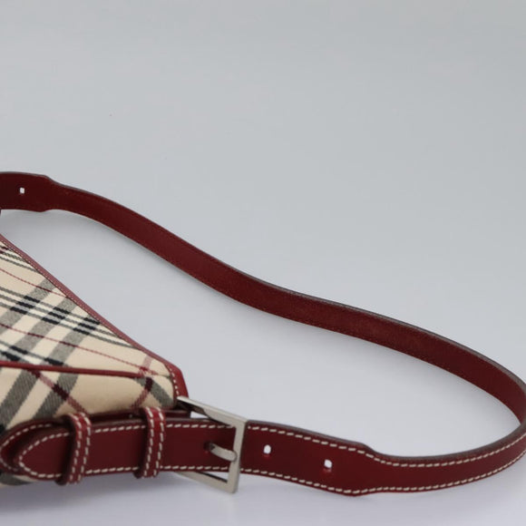 BURBERRY Nova Check Blue Label Shoulder Bag Canvas Beige Auth BD954