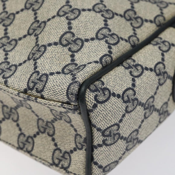 GUCCI GG Supreme Sherry Line Hand Bag PVC Leather Navy Red 010 378 Auth BD957