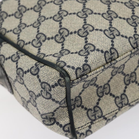 GUCCI GG Supreme Sherry Line Hand Bag PVC Leather Navy Red 010 378 Auth BD957