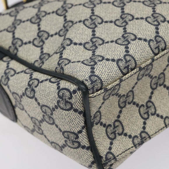 GUCCI GG Supreme Sherry Line Hand Bag PVC Leather Navy Red 010 378 Auth BD957