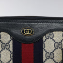 GUCCI GG Supreme Sherry Line Hand Bag PVC Leather Navy Red 010 378 Auth BD957-14