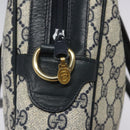 GUCCI GG Supreme Sherry Line Hand Bag PVC Leather Navy Red 010 378 Auth BD957-15