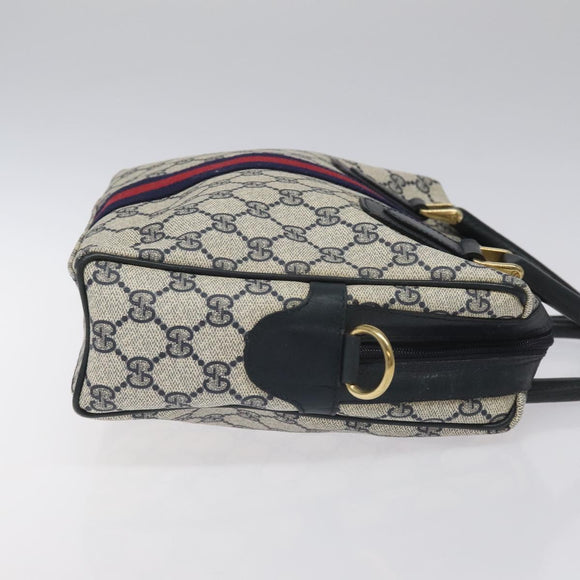 GUCCI GG Supreme Sherry Line Hand Bag PVC Leather Navy Red 010 378 Auth BD957