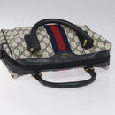 GUCCI GG Supreme Sherry Line Hand Bag PVC Leather Navy Red 010 378 Auth BD957-6