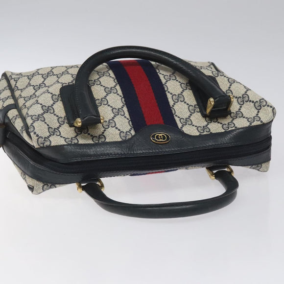 GUCCI GG Supreme Sherry Line Hand Bag PVC Leather Navy Red 010 378 Auth BD957