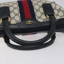 GUCCI GG Supreme Sherry Line Hand Bag PVC Leather Navy Red 010 378 Auth BD957-7