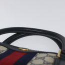 GUCCI GG Supreme Sherry Line Hand Bag PVC Leather Navy Red 010 378 Auth BD957-8