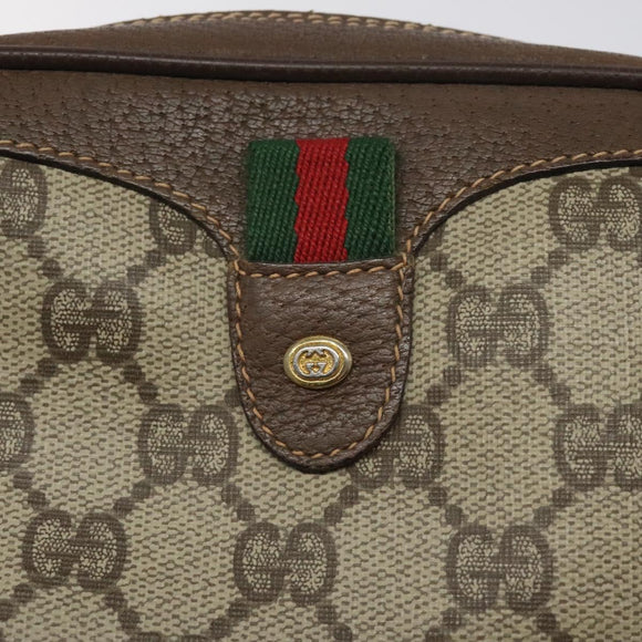 GUCCI GG Supreme Web Sherry Line Shoulder Bag PVC Beige 156 02 066 Auth BD958