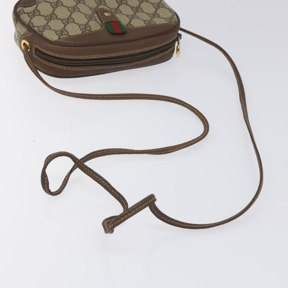 GUCCI GG Supreme Web Sherry Line Shoulder Bag PVC Beige 156 02 066 Auth BD958