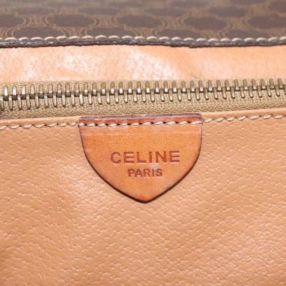 CELINE Macadam Canvas Shoulder Bag PVC Leather Brown Gold Auth BD960