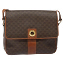 CELINE Macadam Canvas Shoulder Bag PVC Leather Brown Gold Auth BD960-13