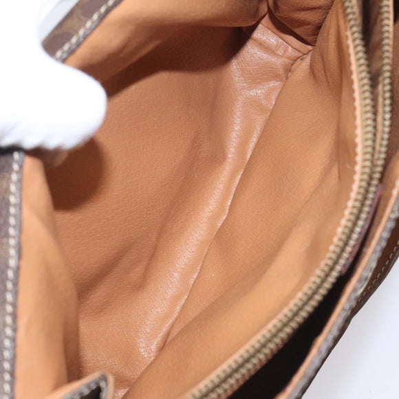 CELINE Macadam Canvas Shoulder Bag PVC Leather Brown Gold Auth BD960