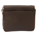 CELINE Macadam Canvas Shoulder Bag PVC Leather Brown Gold Auth BD960-2