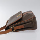 CELINE Macadam Canvas Shoulder Bag PVC Leather Brown Gold Auth BD960-4