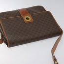 CELINE Macadam Canvas Shoulder Bag PVC Leather Brown Gold Auth BD960-6