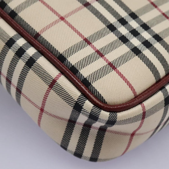 BURBERRY Nova Check Shoulder Bag Canvas Beige Gold Auth BD962