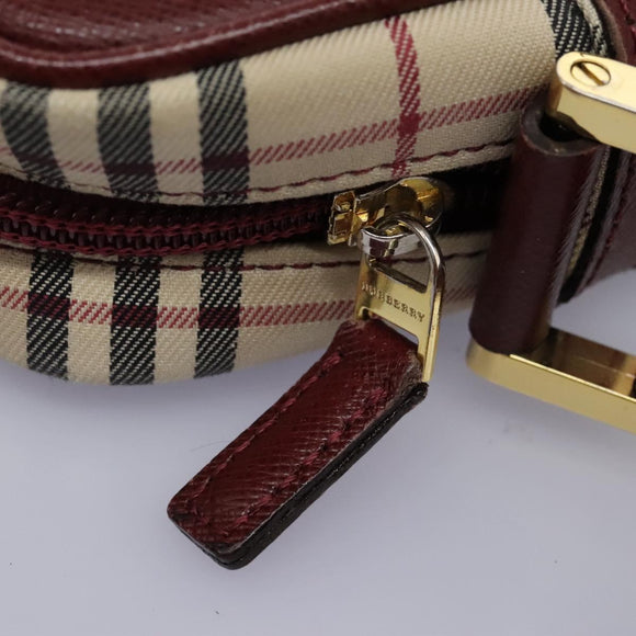 BURBERRY Nova Check Shoulder Bag Canvas Beige Gold Auth BD962