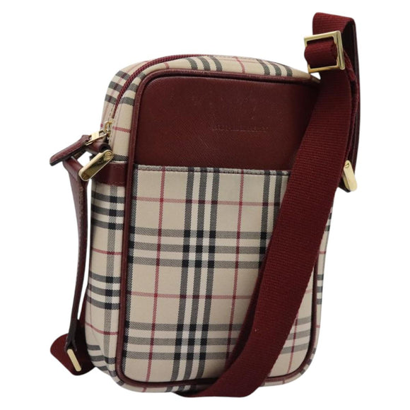 BURBERRY Nova Check Shoulder Bag Canvas Beige Gold Auth BD962