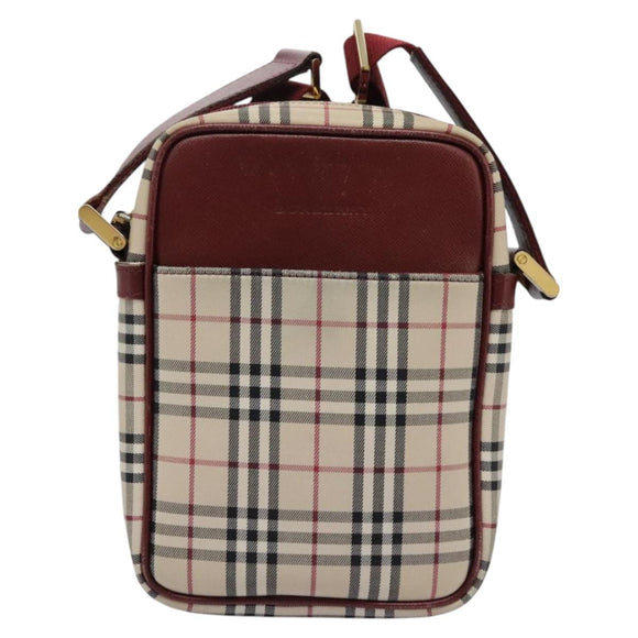 BURBERRY Nova Check Shoulder Bag Canvas Beige Gold Auth BD962