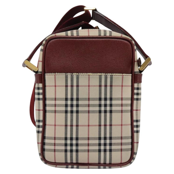 BURBERRY Nova Check Shoulder Bag Canvas Beige Gold Auth BD962