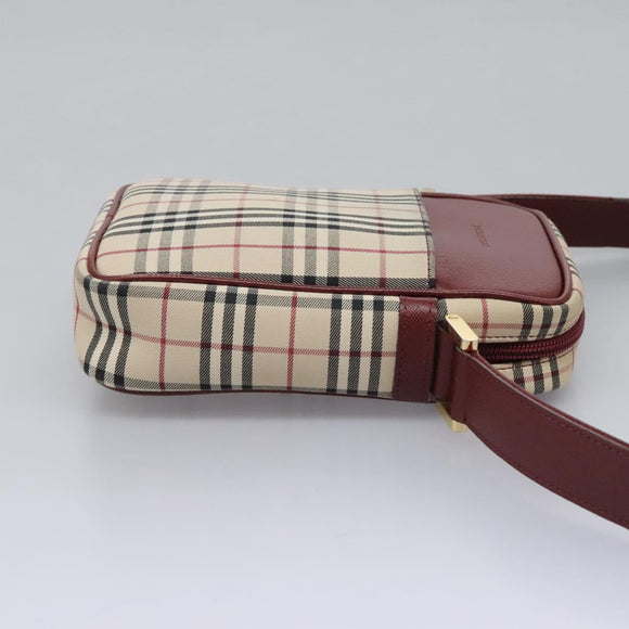 BURBERRY Nova Check Shoulder Bag Canvas Beige Gold Auth BD962