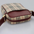 BURBERRY Nova Check Shoulder Bag Canvas Beige Gold Auth BD962-6