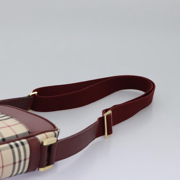 BURBERRY Nova Check Shoulder Bag Canvas Beige Gold Auth BD962