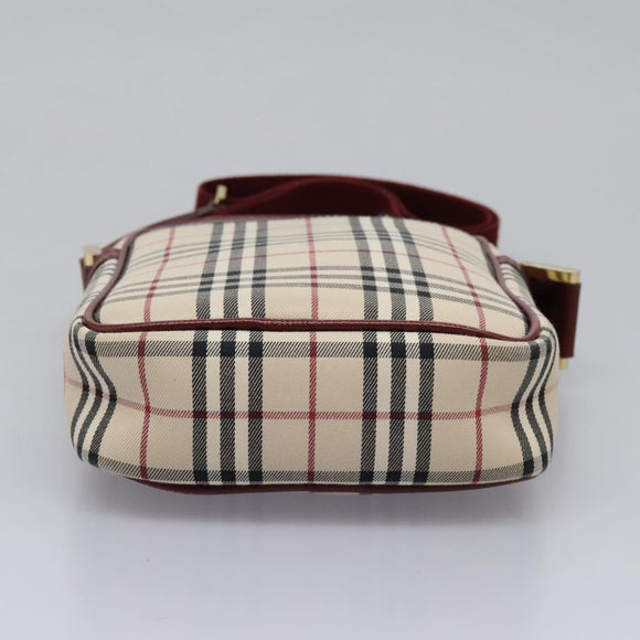 BURBERRY Nova Check Shoulder Bag Canvas Beige Gold Auth BD962