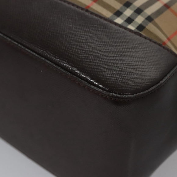 Burberrys Nova Check Tote Bag Canvas Leather Beige Gold Auth BD987