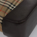 Burberrys Nova Check Tote Bag Canvas Leather Beige Gold Auth BD987-12