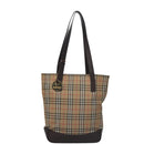 Burberrys Nova Check Tote Bag Canvas Leather Beige Gold Auth BD987-2