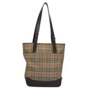 Burberrys Nova Check Tote Bag Canvas Leather Beige Gold Auth BD987-2