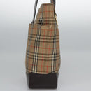Burberrys Nova Check Tote Bag Canvas Leather Beige Gold Auth BD987-4