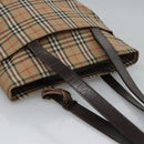 Burberrys Nova Check Tote Bag Canvas Leather Beige Gold Auth BD987-6