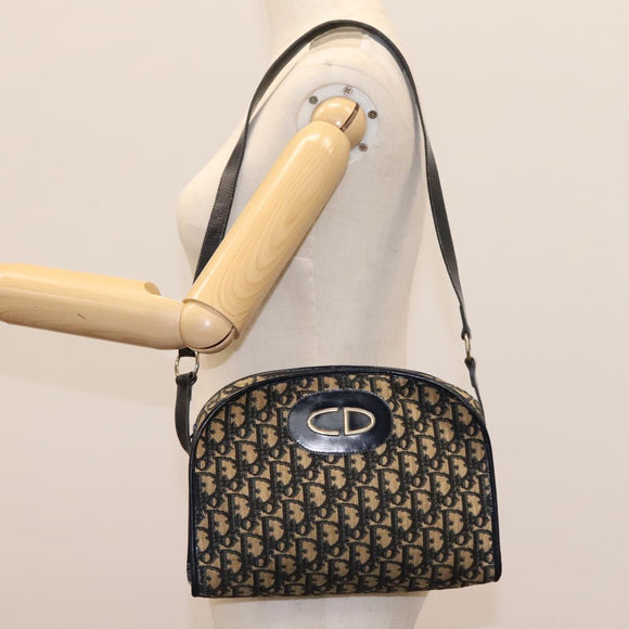 Christian Dior Trotter Canvas Shoulder Bag Navy Auth BD989