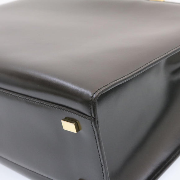 CELINE Hand Bag 2way Black Gold Tone Auth am354bV