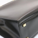 CELINE Hand Bag 2way Black Gold Tone Auth am354bV-11