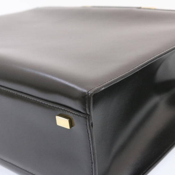 CELINE Hand Bag 2way Black Gold Tone Auth am354bV