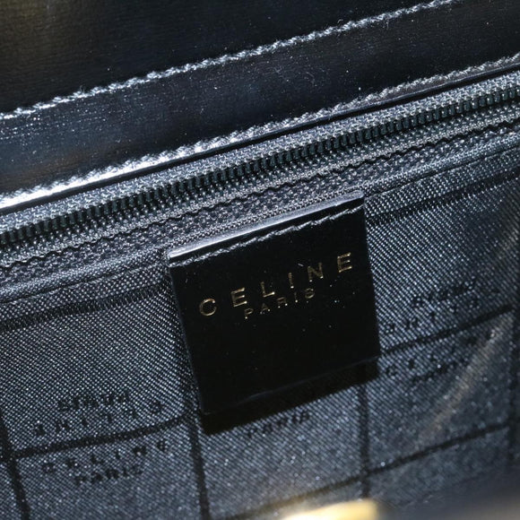 CELINE Hand Bag 2way Black Gold Tone Auth am354bV