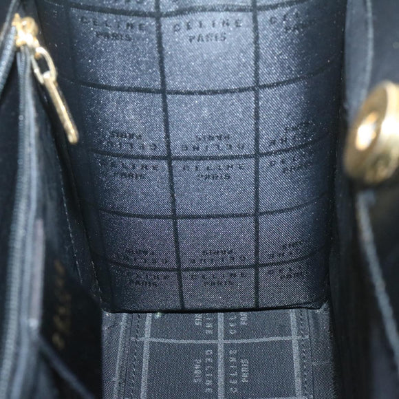 CELINE Hand Bag 2way Black Gold Tone Auth am354bV