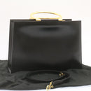 CELINE Hand Bag 2way Black Gold Tone Auth am354bV-20