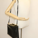 CELINE Hand Bag 2way Black Gold Tone Auth am354bV-21