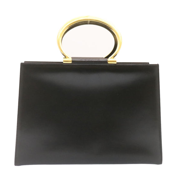 CELINE Hand Bag 2way Black Gold Tone Auth am354bV
