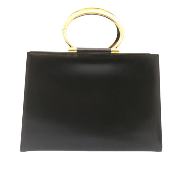 CELINE Hand Bag 2way Black Gold Tone Auth am354bV