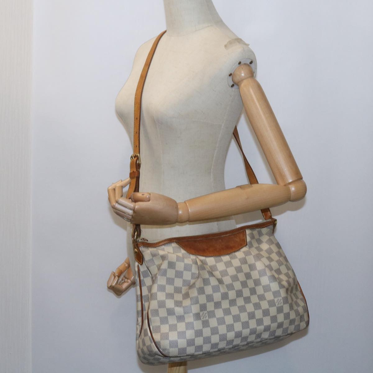 LOUIS VUITTON Damier Azur Siracusa PM Shoulder Bag N41113 LV Auth bs10028