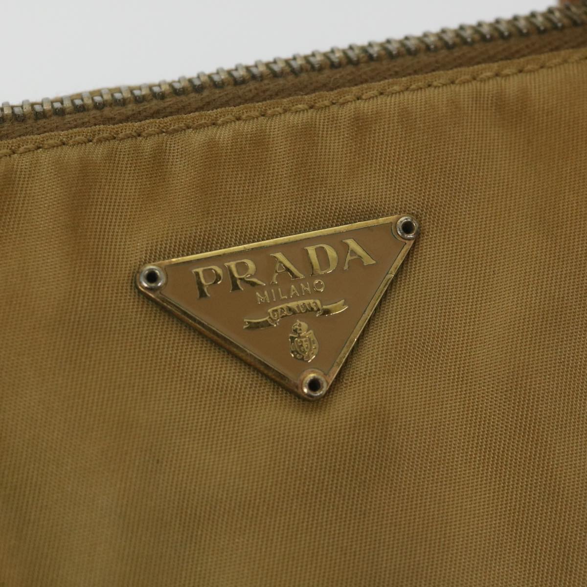 PRADA Shoulder Bag Nylon Beige Auth bs10033