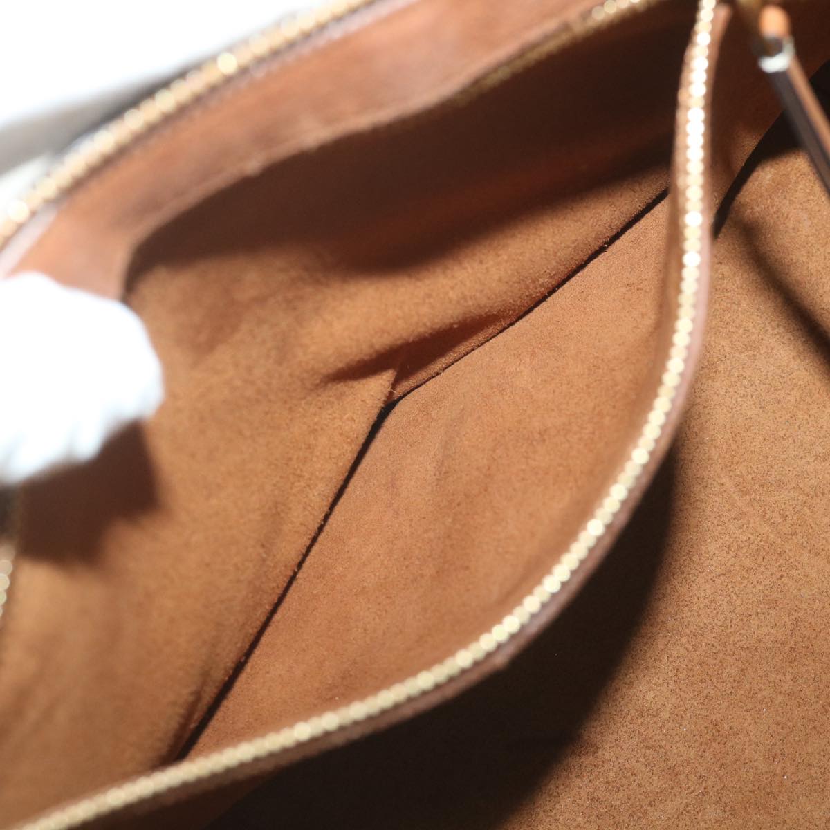 CELINE Edge Hand Bag Leather Brown Auth bs10092